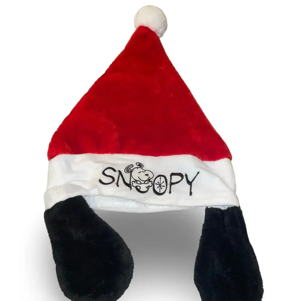 Peanuts Snoopy Christmas Stocking Hat Long Beanie Cap Holiday Pom Pom Adult